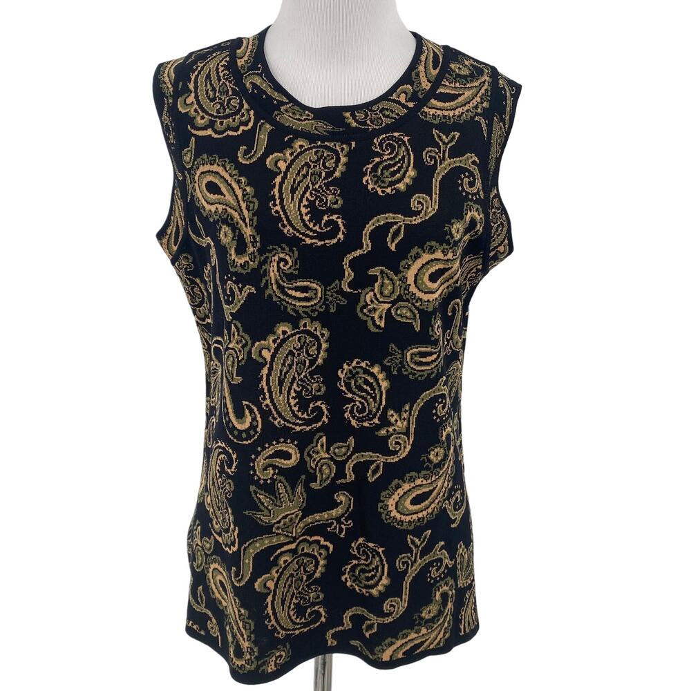 Misook Paisley Knit Shell Tank Sleeveless Size Medium